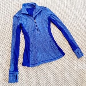 lululemon athletica Blue Heathered Half-Zip Long Sleeve Top